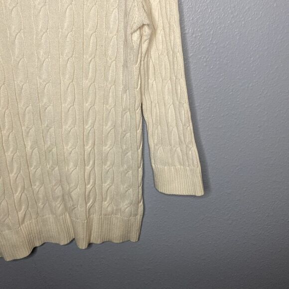 Loft Off White Crew Neck Cable Knit Sweater Size Large - Picture 5 of 10